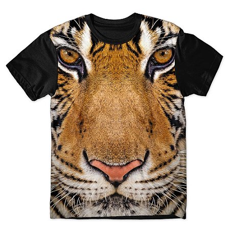 Camiseta T-shirt As Braba Rosto Tigre Full Print Preta