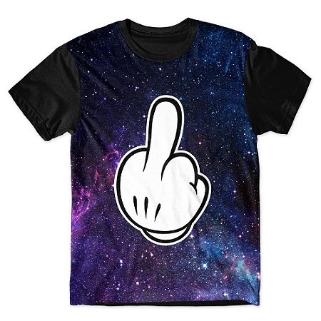 Camiseta T-shirt As Braba Galaxia Dedo Do Meio Full Print Preta