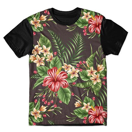 Camiseta As Braba Masculina Flores Vermelha Full Print