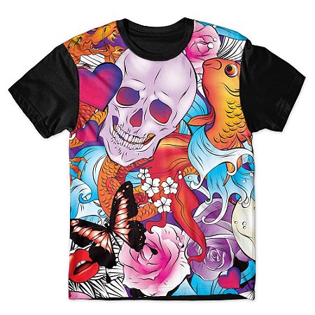 Camiseta As Braba Masculina Caveira e Carpa Full Print