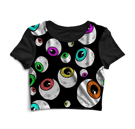 Cropped Blusinha As Braba Olhos Full Print