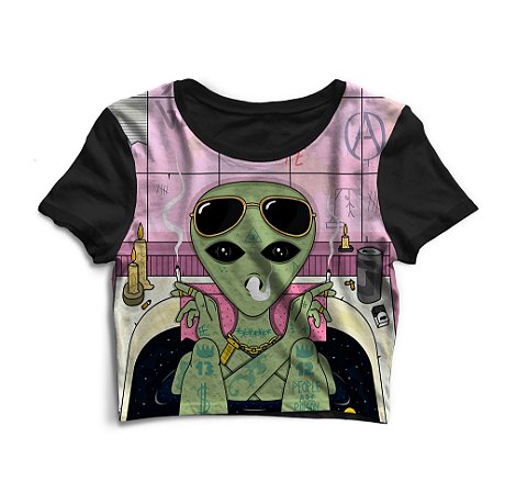 Cropped Blusinha As Braba Alien Bathtub Full Print