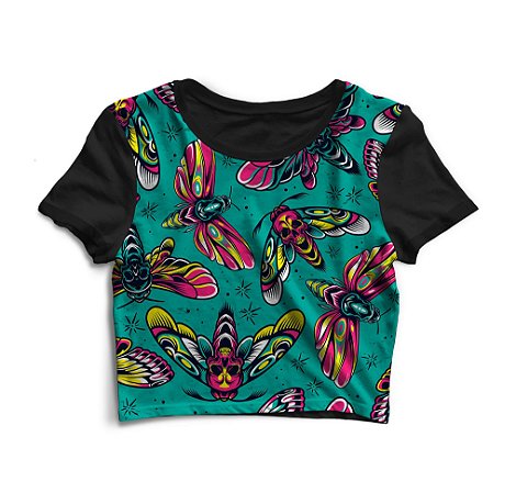 Cropped Blusinha As Braba Moths Full Print