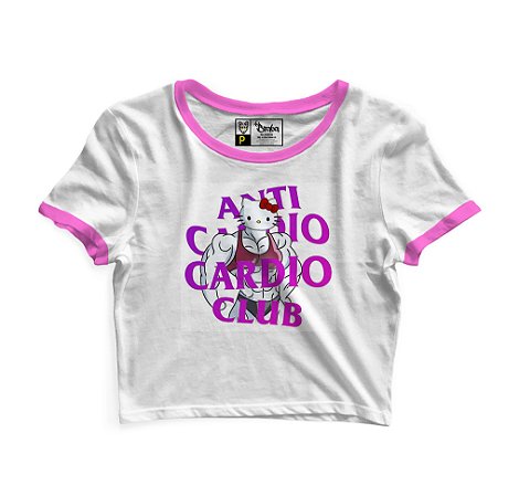 Cropped Blusinha As Braba Anti Cardio Branco Viés Colorido