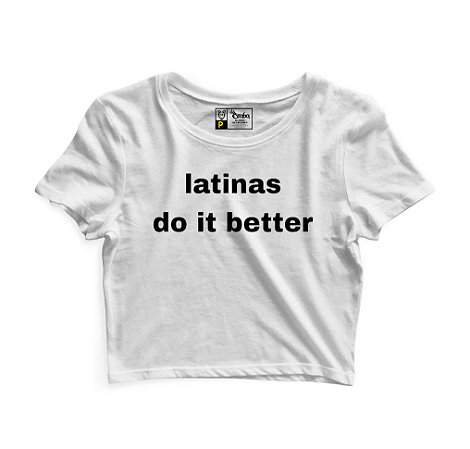 Cropped Blusinha As Braba Latinas Branco Viés Preto