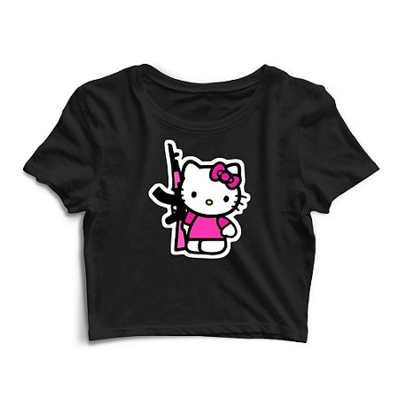 Cropped Manga Curta Algodão Hello Kitty AK