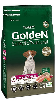 Ração Golden Seleção Natural Filhotes Mini Bits Frango e Arroz 1Kg