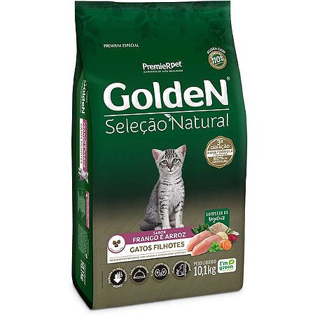 Ração Golden Gatos Seleção Natural Filhotes Frango e Arroz 1Kg