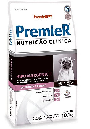 Ração Premier Nutrição Clínica Cães Adultos Hipoalergênico Raças Pequenas Cordeiro 10,1Kg