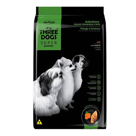 Ração Three Dogs Super Premium Adultos Raças Pequenas e Mini Frango e Cenoura 1Kg