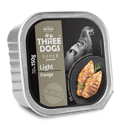 Ração Three Dogs Úmida Patê Super Premium Light Frango 150g