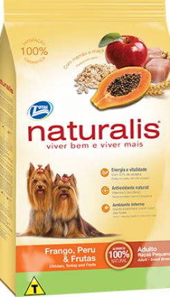 Ração Naturalis Adulro Raças Pequenas Frango, Peru e Frutas 2kg