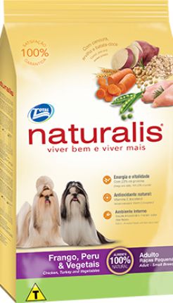 Ração Naturalis Adulto Raças Pequenas Frango, Peru e Vegetais 2kg