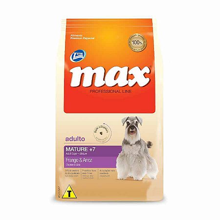 Ração Max Professional Line Mature 7+ Frango e Arroz 15kg