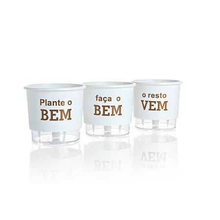 Conjunto 03 Vasos Autoirrigáveis Branco - Plante o Bem