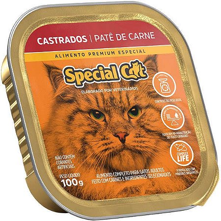 Ração Úmida Special Cat Patê - Gatos Castrados Carne 100g