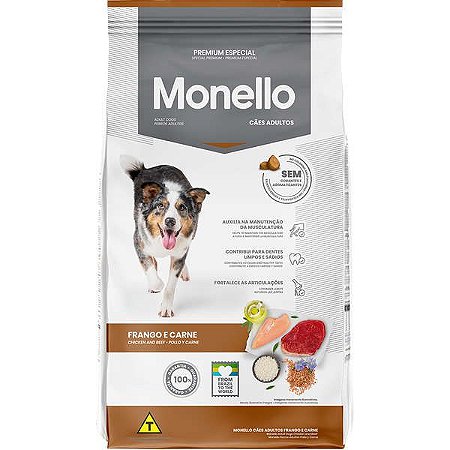 Ração Monello Adultos Frango e Carne 10,1KG