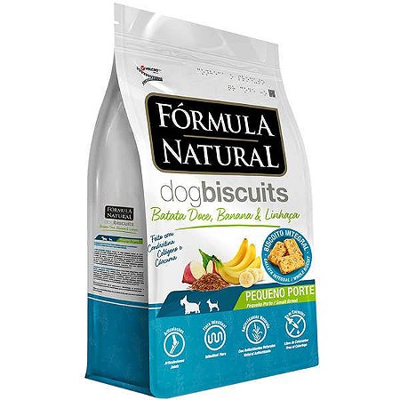 Biscoito Fórmula Natural - Batata Doce, Banana e Linhaça - para Cães Adultos Raças Pequenas e Minis
