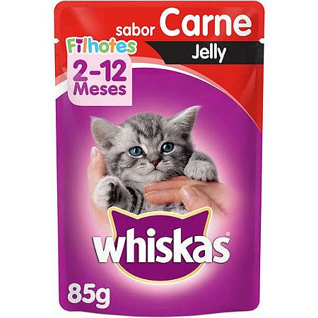Ração Úmida Whiskas - Sachê Filhotes Jelly Carne 85g