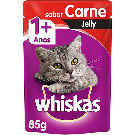 Ração Úmida Whiskas -  Sachê Jelly Carne 85g