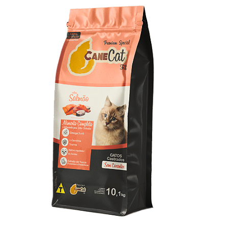 Ração CaneCat Fit Salmão Gato Castrado Premium Special 10.1k
