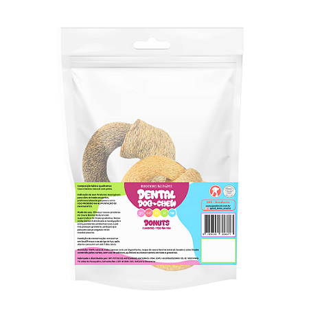 Mordedor Dental Donuts Junior 2 unidades (couro bovino com pelos)