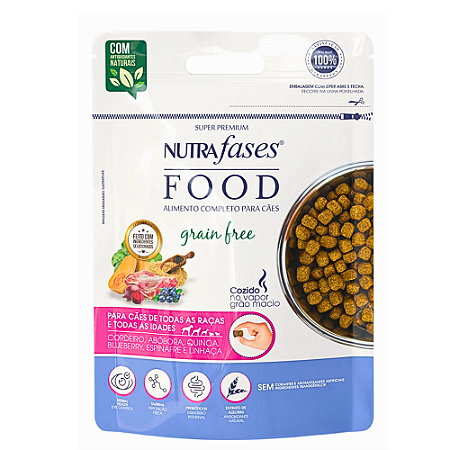 Ração Macia NutraFases Food Grain Free para Cães Livre de Corantes, Transgenicos e Grãos 2,5kg