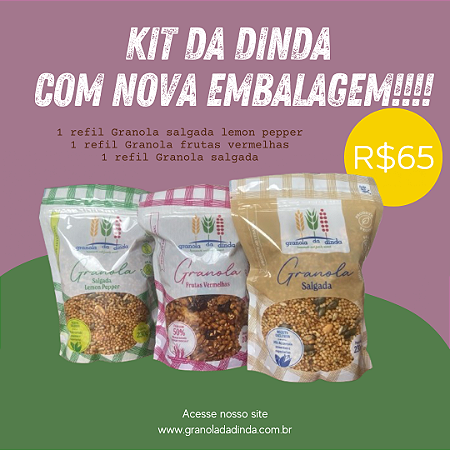 KIT DA DINDA NOVAS EMBALAGENS (lemon pepper + frutas vermelhas + salgada)