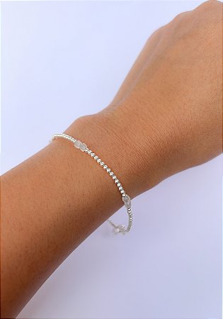 Pulseira Bolinhas Quartzo Rosa