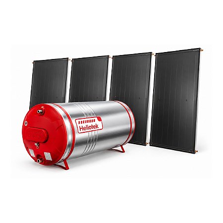 Kit Solar Banho 800L Alta Pressão Inox 444 + 4 Coletores Heliotek