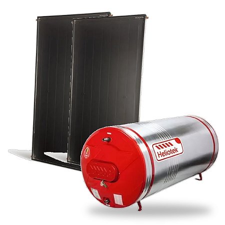Kit Solar Banho 300L Baixa Pressão Inox 444 + 2 Coletores Heliotek