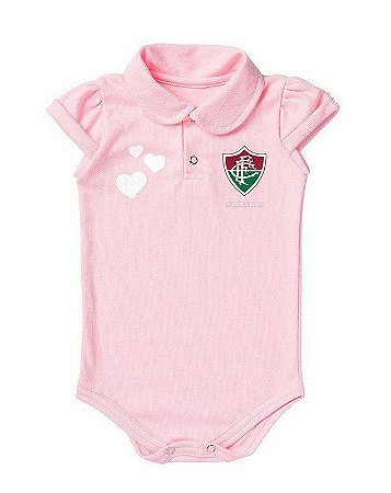 Body Fluminense Polo Rosa Torcida Baby