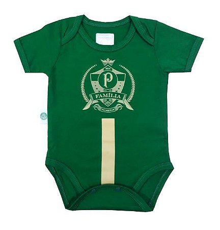 Body Bebê Palmeiras Estampa Dourada Oficial