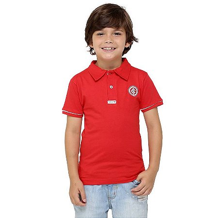 Camisa Polo Infantil Internacional Vermelha Oficial