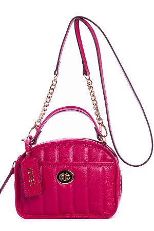 BOLSA COURO PEQUENA MATELASSÊ MEIA LUA PINK CÓD-353