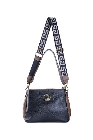 BOLSA COURO GRANDE MACIA COM DIVISÓRIAS PRETO PADRÃO CÓD-378