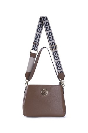 BOLSA COURO GRANDE MACIA COM DIVISÓRIAS MARROM WHISKY PADRÃO CÓD-378