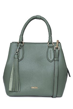 BOLSA COURO GRANDE ESTRUTURADA VERDE OLIVA CÓD-317