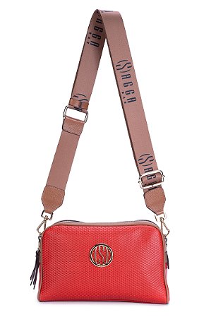 BOLSA COURO MÉDIA MACIA RETANGULAR VERMELHO MARROM WHISKY CÓD-428