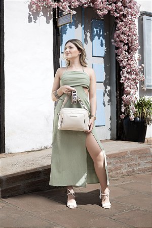 BOLSA COURO MÉDIA TRANSVERSAL ALÇA SG BRANCO OFF CÓD-272