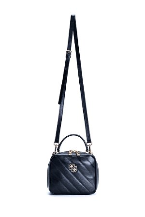 BOLSA BAÚ COURO PEQUENA MATELASSÊ PRETO CÓD-471