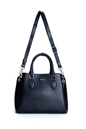 BOLSA COURO GRANDE ESTRUTURADA COM DIVISÓRIAS PRETO CÓD-472