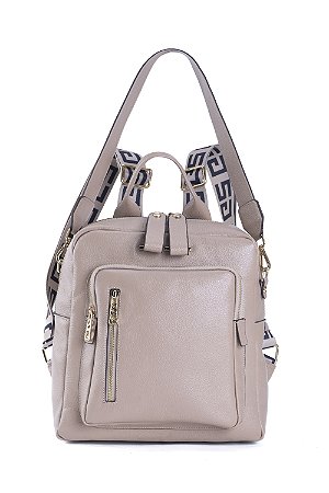 MOCHILA E BOLSA COURO GRANDE MACIO BEGE PELE CÓD-489