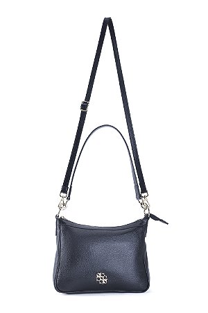 BOLSA COURO MÉDIA TRANSVERSAL PRETO CÓD-553