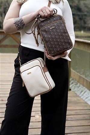 BOLSA COURO PEQUENA TRANSVERSAL MONOGRAMA SG CÓD-554