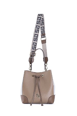 BOLSA COURO BUCKET ESTRUTURADO GRANDE PADRÃO MARROM CARAMELO CÓD-560