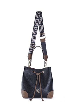 BOLSA COURO BUCKET ESTRUTURADO GRANDE PADRÃO PRETO CÓD-560