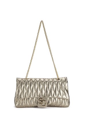 BOLSA COURO GRANDE MATELASSÊ METALIZADO GOLD CÓD-570