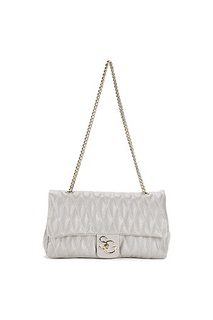 BOLSA COURO GRANDE MATELASSÊ BRANCO OFF CÓD-570