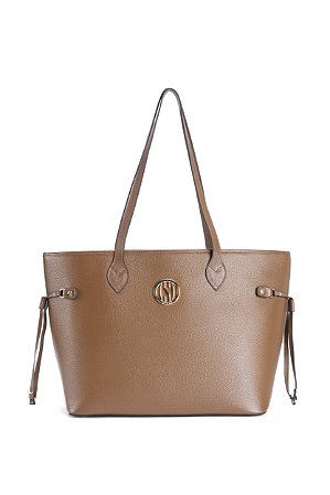 BOLSA COURO GRANDE ESTRUTURADA MARROM WHISKY CÓD-582